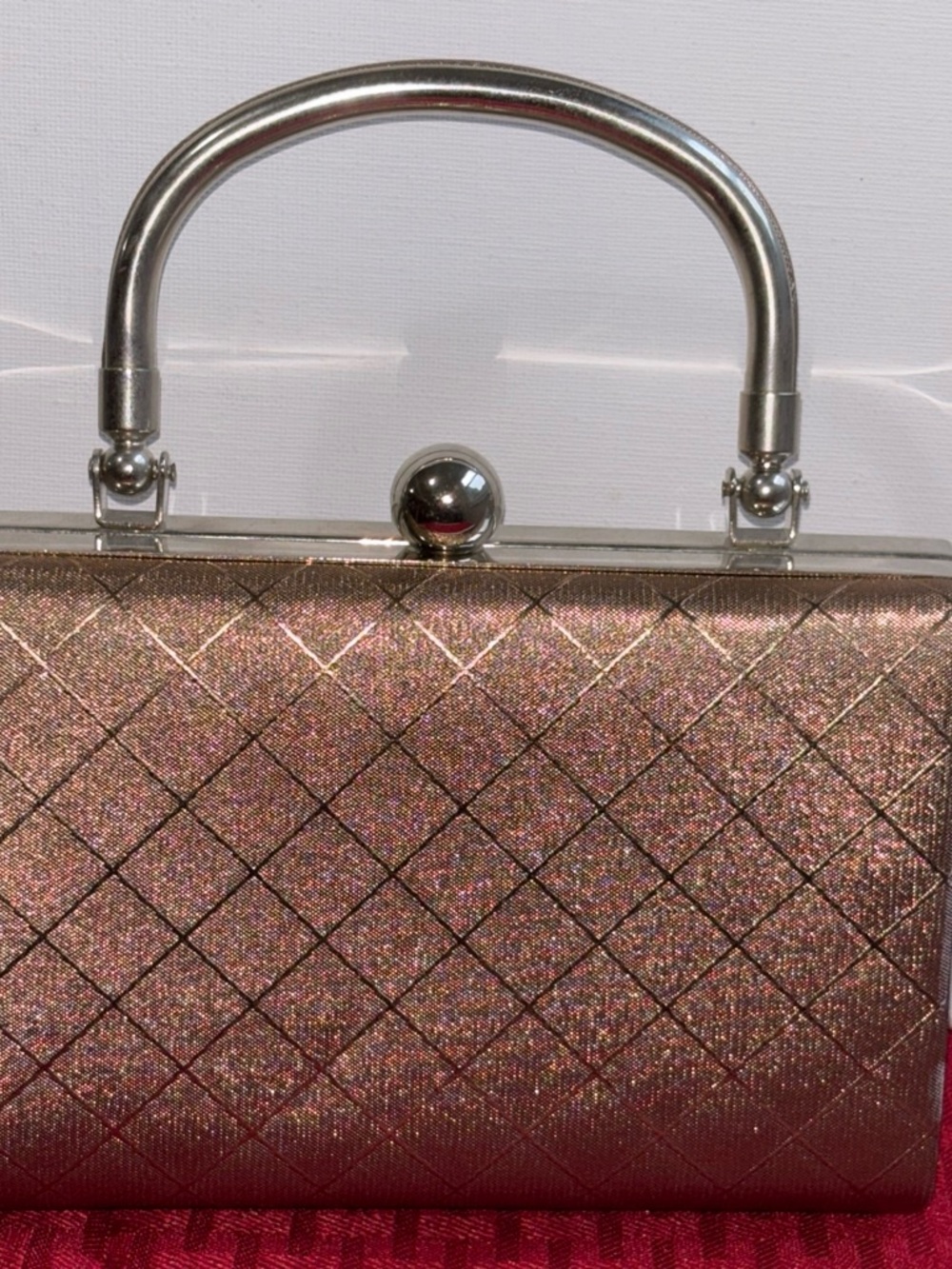 Metallic Bronze Evening Top-Handle Clutch- durable purse / handbag
